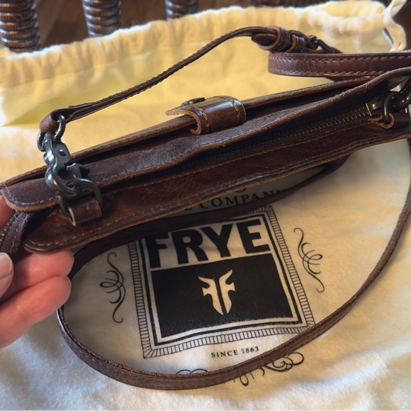 Frye Brown Leather Cross Body or Clutch Bag with Dust Bag - Picture 6 of 8